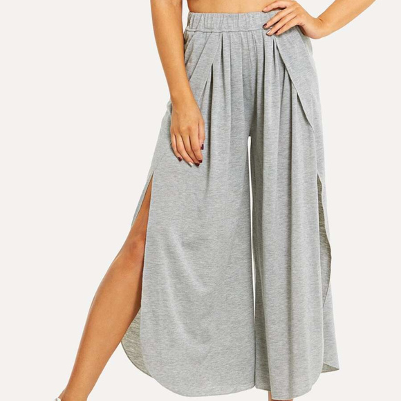 Monarch Fashion Pants - Boho High Waist Wide Leg Split Loose Cropped Pants